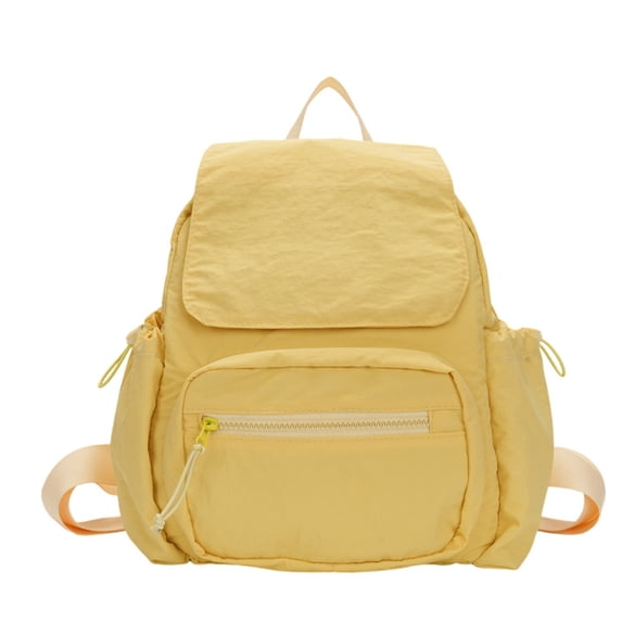 HUISZJ Nylon School Backpack, Women Multi-Pocket Backpack, Adjustable Shoulder Strap Daypack for Travel School Work (Yellow)