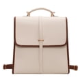 thumbnail image 1 of HUISZJ PU Leather Backpack, Vintage College Rucksack Bag, Large Capacity Trendy Backpack for Work Travel Outdoor (White), 1 of 7