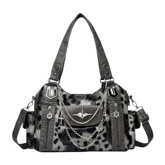 HUISZJ PU Leather Shoulder Bag, Large Capacity Crossbody Bag with Adjustable Strap, Y2k Messenger Bag for Women Work Shopping Travel (Leopard print)