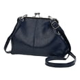 thumbnail image 1 of HUISZJ PU Leather Shoulder Bag, Large Capacity Shoulder Bag with Adjustable Strap, Kiss Lock Crossbody Bag for Travel Shopping Work (Blue), 1 of 6