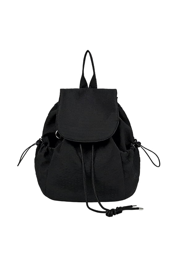 Plaid Printed School Backpack, Drawstring Schoolbag, Large Capacity Laptop Backpack for Students College Travel, Black