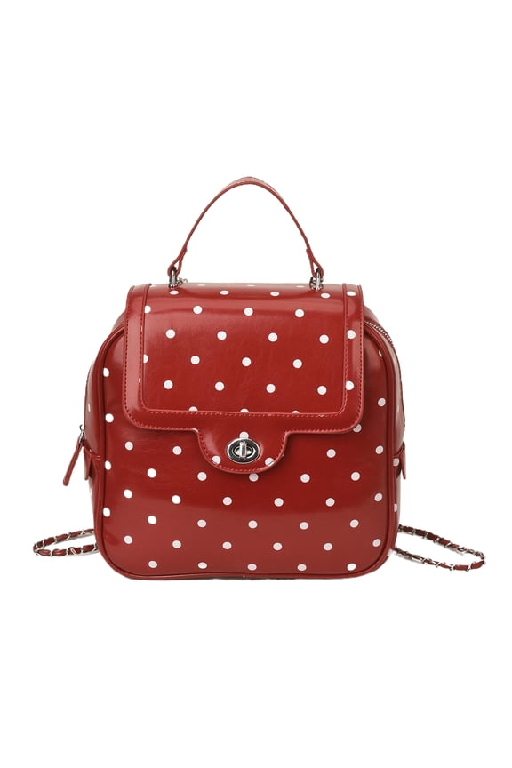 Polka Dot Mini Backpack, Coquette Rucksack Backpack, PU Leather Daypack for Women Travel (Red)
