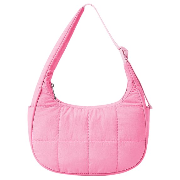 HUISZJ Puffer Crescent Bag, Quilted Shoulder Bag with Zipper, Adjustable Strap Underarm Shoulder Bag for Work Travel