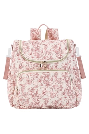 Quilted Duffle Bag, Large Capacity Storage Backpack, Floral Print Diaper Backpack for Women Travel Hospital (B)