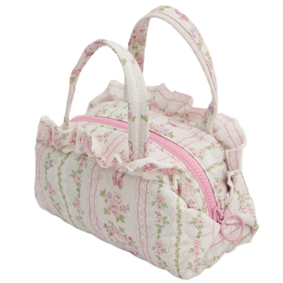 HUISZJ Quilted Toiletry Bag, Drawstring Makeup Bag, Large Cosmetic Pouch Organizer Bag for Women Work Office Travel (B)
