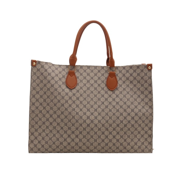 HUISZJ Retro Shoulder Bag, Large PU Leather Capacity Khaki Handbag, Vintage Shoulder Bag for Travel Commute Work (C)