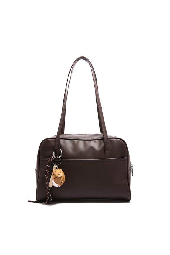 Retro Tote Bag, Large Capacity PU Dumpling Bag, Top-Handle Slouchy Hobo Purse for Travel Commute Work (Brown)