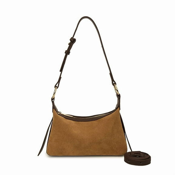 HUISZJ Retro Underarm Bags With Zipper Faux Suede Crossbody Bags For Women Daily Portable Bag （Brown）
