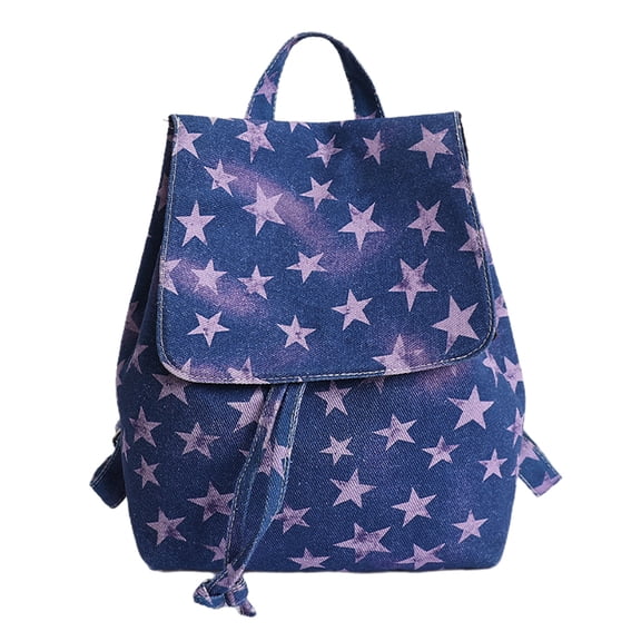 HUISZJ School Backpack Star Printed, Large Capacity Schoolbag, Portable Laptop Backpack for Students College Travel, Blue