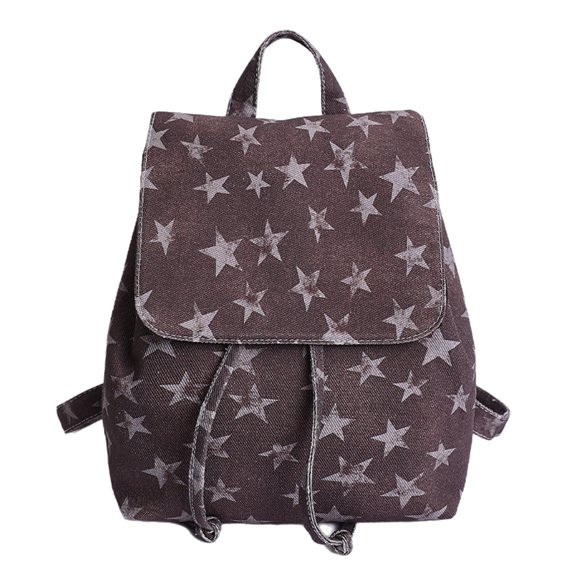 HUISZJ School Backpack Star Printed, Large Capacity Schoolbag, Portable Laptop Backpack for Students College Travel, Coffee