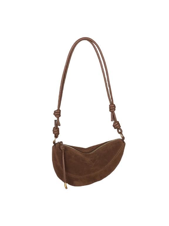 Shoulder Bag, Faux Suede Dumpling Bag, Large Underarm Bag Versatile Crossbody Bag for Women Work Travel