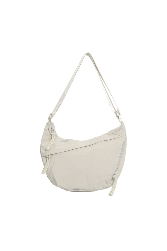 Shoulder Bag Half Moon Bag, Large Capacity Crossbody Bag, Adjustable Strap Shoulder Bag for Travel Commute Work (White)