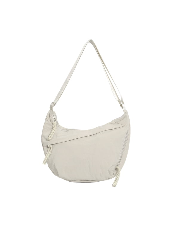 Shoulder Bag Half Moon Bag, Large Capacity Crossbody Bag, Adjustable Strap Shoulder Bag for Travel Commute Work (White)