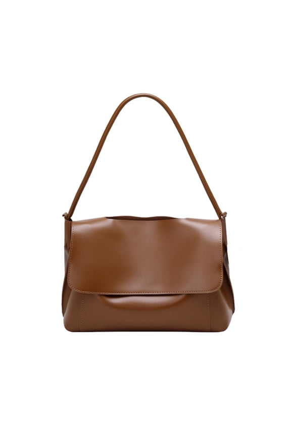Shoulder Bag, Tote Handbag with Adjustable Strap, PU Leather Crossbody Bag for Travel Commute Work (Brown)