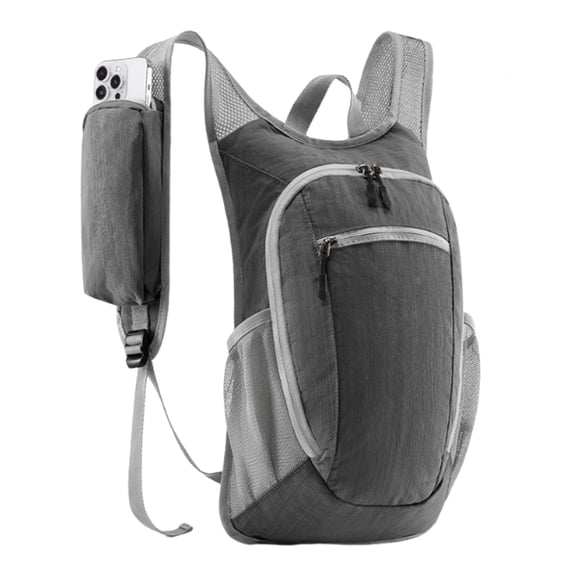 HUISZJ Small Hiking Backpack, 10L Outdoor Foldable Lightweight Packable Back Pack, Water Resistant Daypack Compact Cycling Knapsack (Gray)
