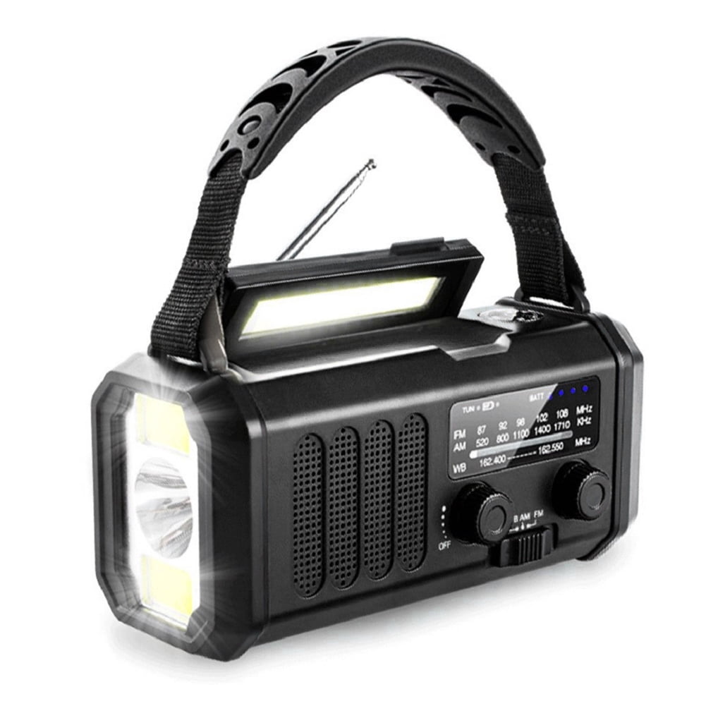 HUISZJ Solar Powered Radio, Emergency Hand Crank Radio with Flashlight Reading Lamp, Portable Weather Radio AM/FM Survival Radio for Outdoor Camping Emergency