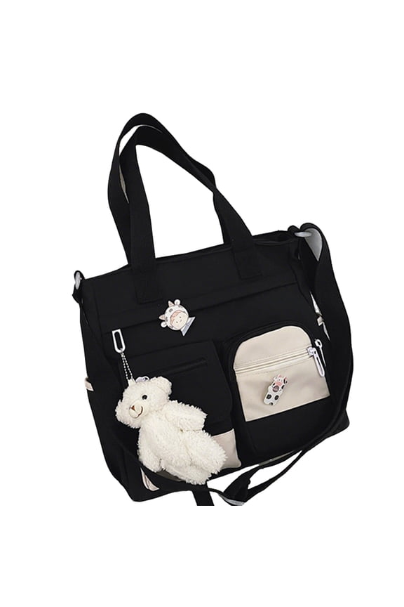 Student School Bag, Women Nylon Crossbody Bag, Multipockets Summer Messenger Bag for Travel Commute Work (C)