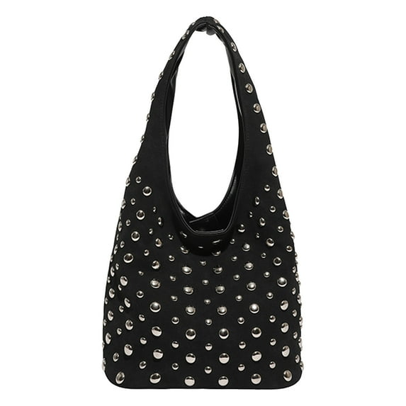 HUISZJ Stylish Studded Shoulder Bag, rendy Shoulder Bag, Large Capacity Tote Handbag for Women Work Shopping Travel (Black)