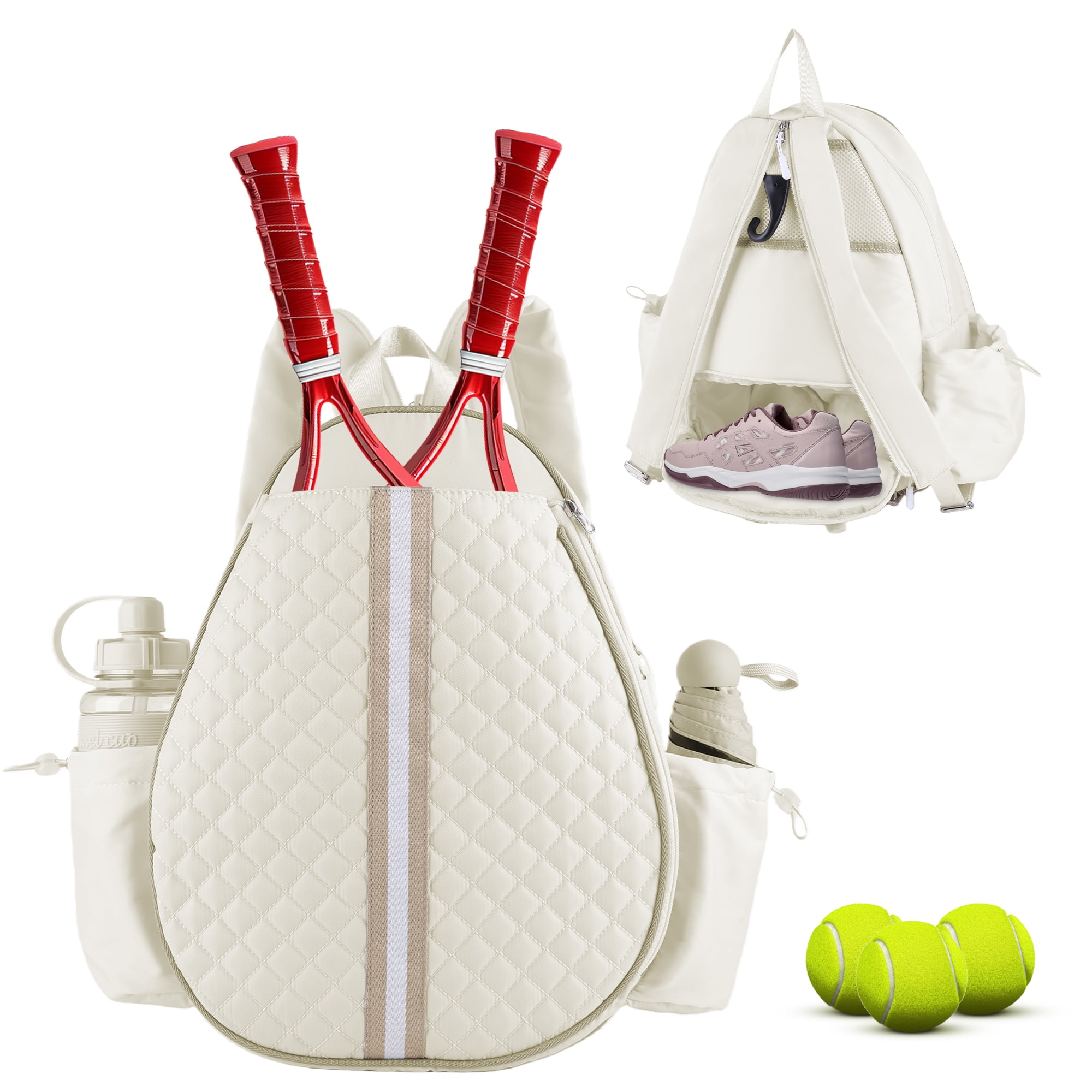 HUISZJ Tennis Bag, Crossbody Backpack Tennis Racket Bag with Shoe Compartment, Waterproof Oxford Fabric Outdoor Sports Racket Backpack for Women Men (16.54 x 12.99 x 5.91 inch)