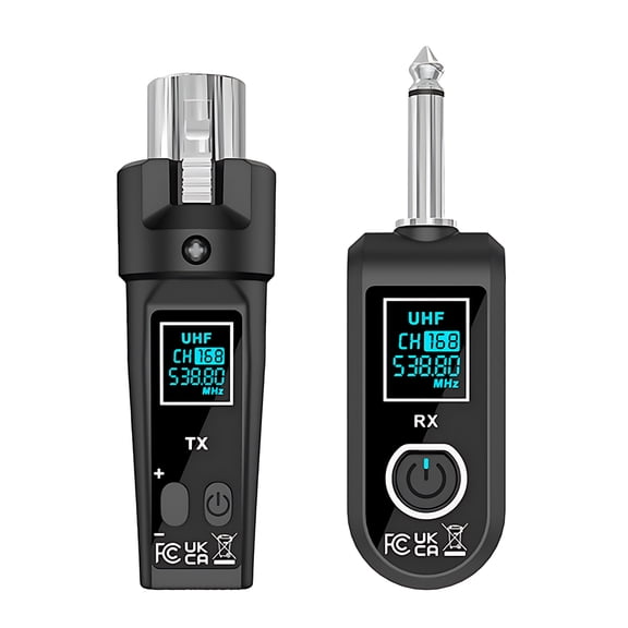 HUISZJ Wireless UHF Converter, UHF Automatic Transmitter Converter, 6Hrs Battery Wireless Guitar Transmitter Receiver for Audio