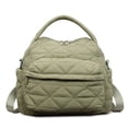 thumbnail image 1 of HUISZJ Women Nylon Quilted Shoulder Bag, Adjustable Strap Crossbody Bag, Trendy Backpack for Work Shopping Travel (Green), 1 of 10
