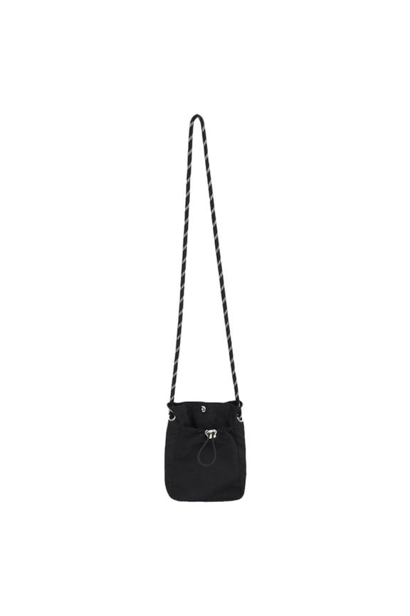 Women Shoulder Bag, Casual Soft Cloth Drawstring Shoulder Bag, Wear Resist Small Nylon Crossbody Bag Phone Bag for Travel Commute Work (Black)