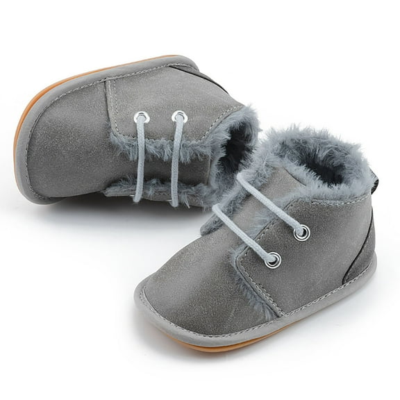 HUITKMM Baby Winter Shoes for Walking Warm Lined Shoes with Rubber Sole Baby Shoes for 0 18 Months