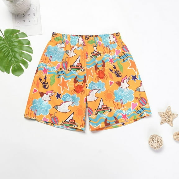 HUITKMM Boys'Beach Swim Trunk Printed Board Shorts with Pockets