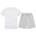 thumbnail image 1 of HUITKMM Boys Fashion Summer Children Kid Boys Girls Soft Short Sleeve T Shirt Top Blouse and Shorts Casual Two Piece Outfit Set, 1 of 7