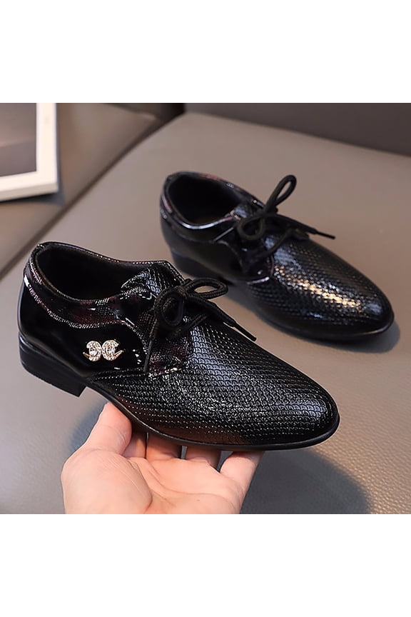 Boys Leather Shoes Spring and Autumn Stylish Uk Wind Lace Up Children's Single Shoes Student Non Performance Shoes