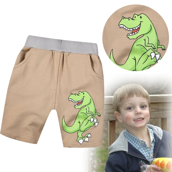 HUITKMM Boys Shorts Toddler Boys Shorts Summer Khaki Dinosaur Pattern Cartoon Casual Pants Summer Shorts Children's Beach Pants