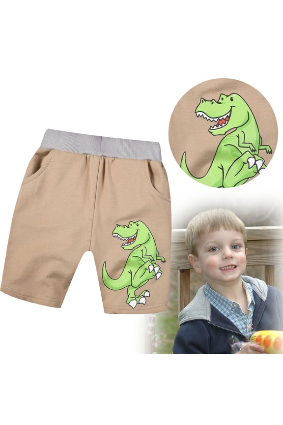 Boys Shorts Toddler Boys Shorts Summer Khaki Dinosaur Pattern Cartoon Casual Pants Summer Shorts Children's Beach Pants