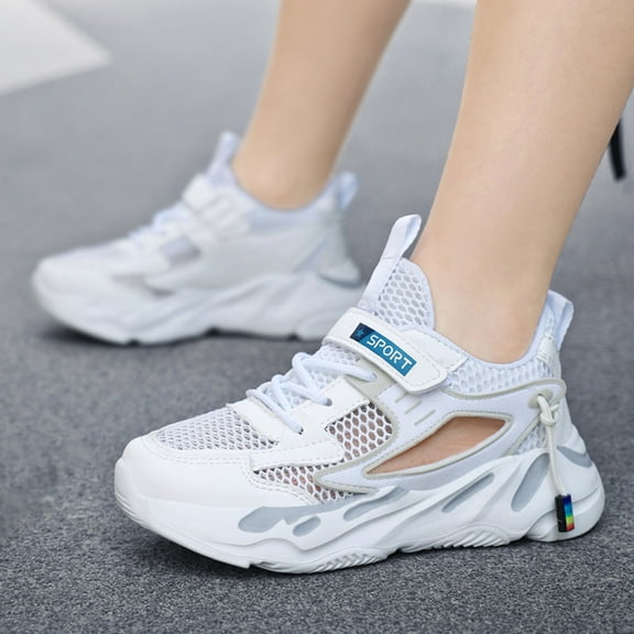 HUITKMM Boys Sneakers for Kids Lightweight Breathable Mesh Sports Shoes for Daily Wear Outdoor Activities Hiking Picnics Non Comfortable Walking Shoes for Boys Age 5 12