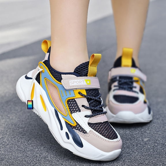 HUITKMM Boys Sneakers for Kids Lightweight Breathable Mesh Sports Shoes for Daily Wear Outdoor Activities Hiking Picnics Non Comfortable Walking Shoes for Boys Age 5 12