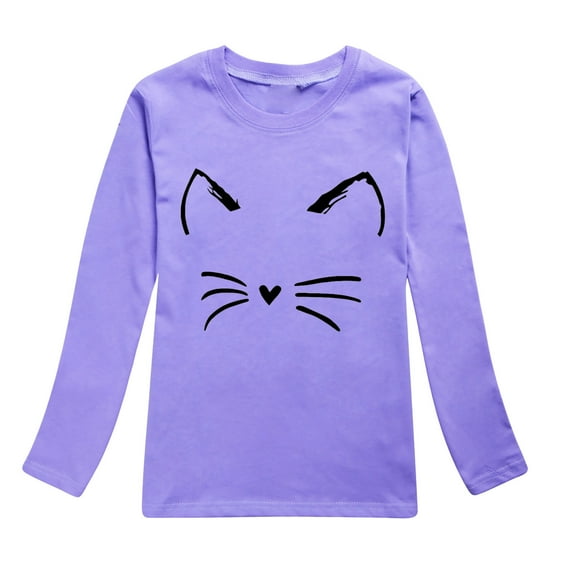 HUITKMM Boys Summer Outfits Toddler Boys Girls Autumn Long Sleeve Cartoon Cat Prints T Shirt Tops