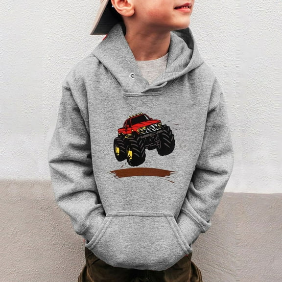 HUITKMM Cool Jackets Little Boys Girls Dinosaur Cars Sweatshirts Long Sleeve Hooded Pullover Toddler Kids Winter Warm Shirt Sweater Tops 3 14Years
