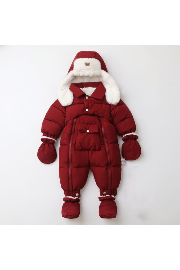 Gender Neutral Baby Clothes Baby Girls Winter Bodysuit Lined Warm Romper Soft Toddler Outfit Cozy Outfit for for 0 24 Months 12-24 Months