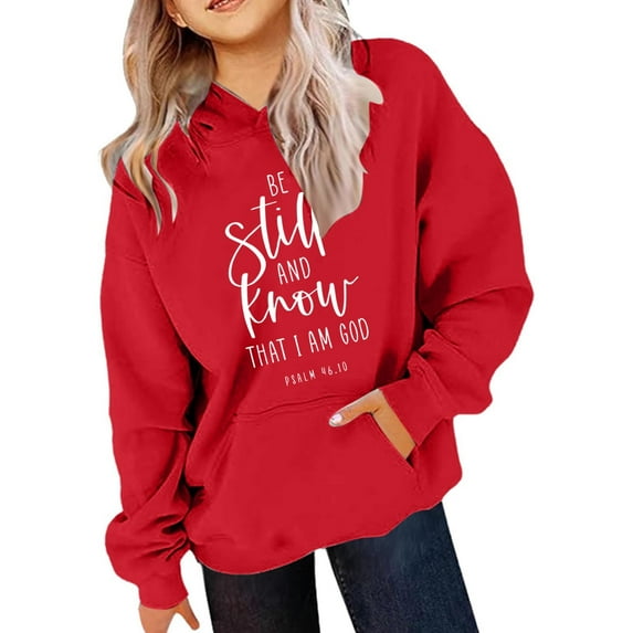 HUITKMM Girls Casual Hooded Pullover Sweatshirt with English Letter Print and Pocket Decoration for Winter Fashion