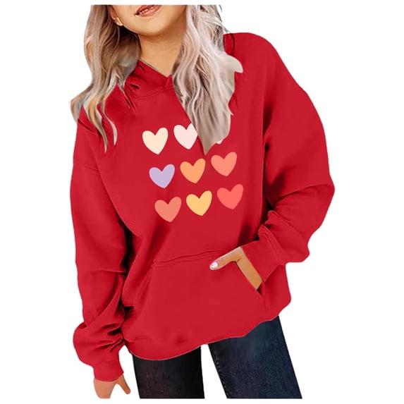 HUITKMM Girls Casual Hooded Pullover Sweatshirt with Pocket for Sports and Everyday Wear 2872