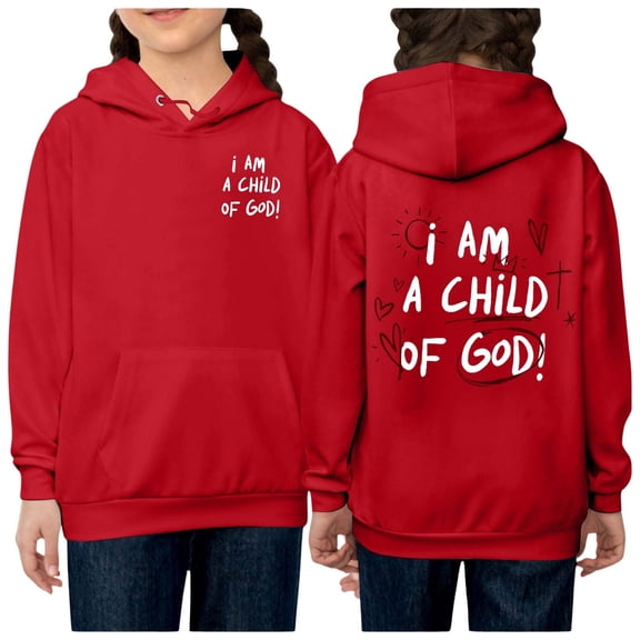 HUITKMM Girls Casual Letter Print Long Sleeve Hooded Sweatshirt Top with Pocket for Everyday Wear