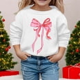 thumbnail image 1 of HUITKMM Girls Casual Long Sleeve Hooded Sweatshirt with Elegant Bow Print Design for Everyday Comfort and Style, 1 of 3