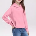 thumbnail image 1 of HUITKMM Girls Casual Solid Color Pullover Sweatshirt Comfortable Athletic Hooded Top for Everyday Wear, 1 of 6