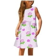 thumbnail image 1 of HUITKMM Girls Dresses Girls Fashion Cute Spring and Summer Printed Round Neck Sleeveless Casual Dress (5), 1 of 5