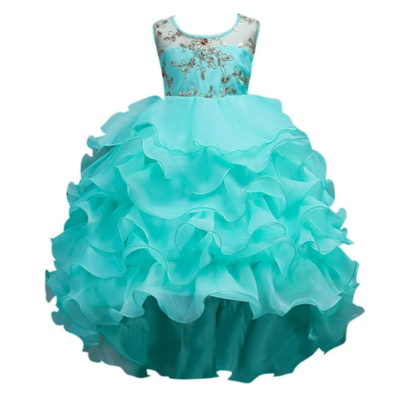 HUITKMM Girls Dresses Kids Stage Performance Puffy Dress Shiny Pleated Skirt Short Skirt for Dance Recital