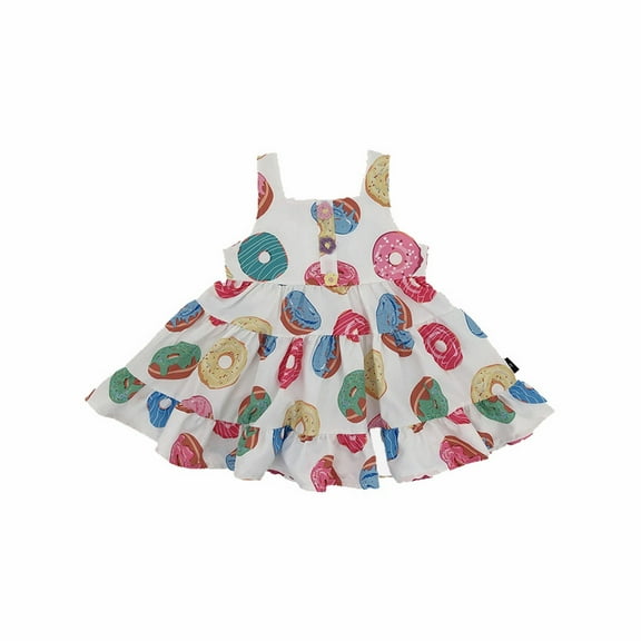 HUITKMM Girls Dresses Toddler Girls Sleeveless Dress Summer Sweet Donut Print Dress for Girls 1 To 7 Years