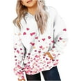 thumbnail image 1 of HUITKMM Girls Fashion Heart Print Hooded Sweatshirt Cute Valentine Day Tops for Teen Tween Outfits, 1 of 4