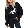 thumbnail image 1 of HUITKMM Girls Horse Print Hooded Sweatshirt Long Sleeve Pullover Top for Kids, 1 of 3