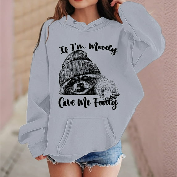 HUITKMM Girls Long Sleeve Graphic Hooded Sweatshirt Soft Pullover Cute Casual Outerwear Top for Children