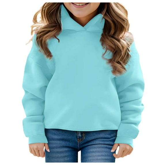 HUITKMM Girls Long Sleeve Hooded Pullover Sweatshirt with Prints Warm Top for Casual Outfits