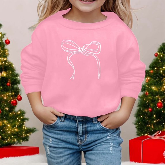 HUITKMM Girls Long Sleeve Hooded Sweatshirt with Decorative Bow Detail Soft Casual Pullover for Everyday Wear